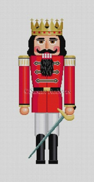 4290 Red Prince, 18" nutcracker stand-up #13 Mesh Susan Roberts Needlepoint