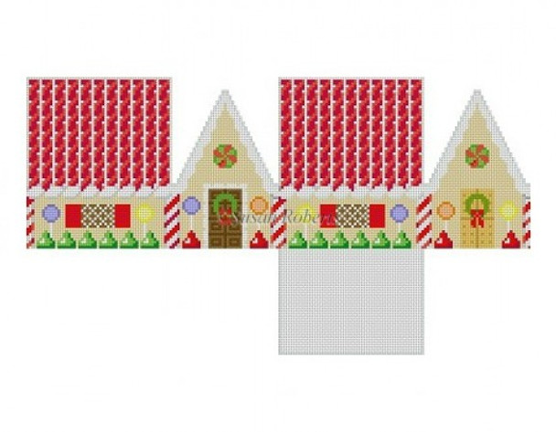 5244-18 Red Licorice & Chocolate, gingerbread house #18 Mesh 2 1/4" x 3" x 3" Susan Roberts Needlepoint