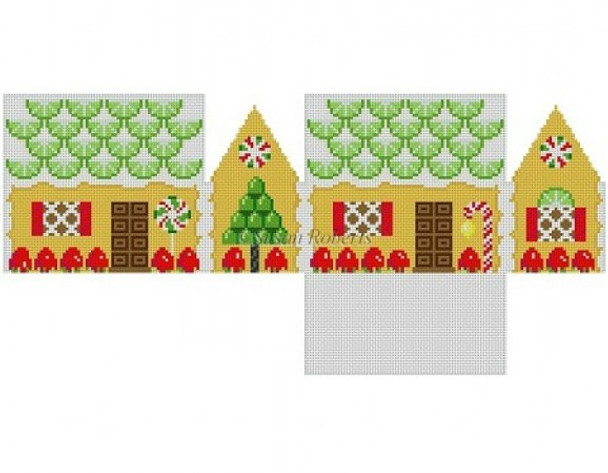 5240-18 Lime Slices & Strawberries, 3D gingerbread house #18 Mesh 3 1/4" x 2" x 3" high Susan Roberts Needlepoint