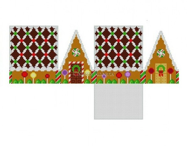 5237-18 Chocolate Trellis A-Frame, 3D gingerbread house #18 Mesh 3 1/8" x 2 1/4' x 3 3/8" Susan Roberts Needlepoint