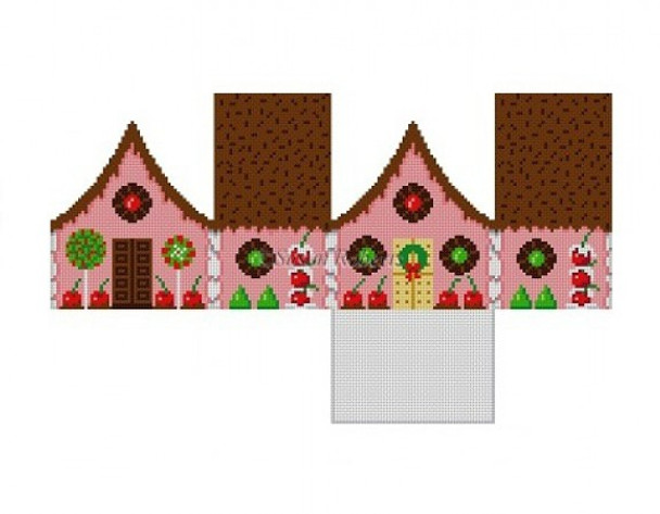5232-18 Chocolate Sprinkles & Cherries, gingerbread house #18 Mesh 2" x 2 3/4" x 3" Susan Roberts Needlepoint