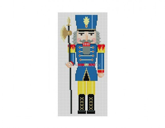 NUTCRACKER 4316 Susan Roberts Needlepoint BLUE AND YELLOW GUARD 6.5" High 18 MESH