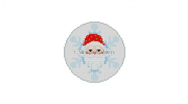 5372~ Snowflake, Santa Face 3 1/4" Round 18 Mesh Susan Roberts  Needlepoint