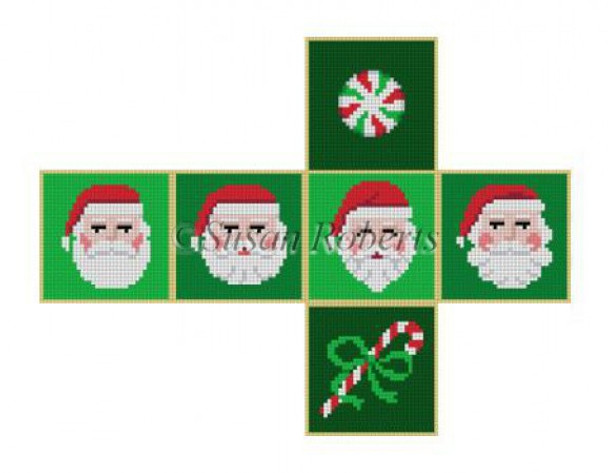 5344-18 Santa Beards, cube ornament 2" cube 18 Mesh Susan Roberts  Needlepoint