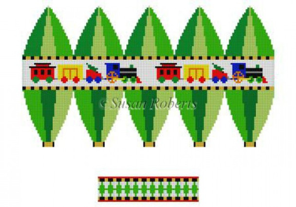 5291 Train, 3D Hot Air Balloon, ornament #18 Mesh 6" h Susan Roberts Needlepoint