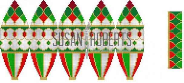 5269 Scallop Jewels, 3D Hot Air Balloon, ornament #18 Mesh 6" h Susan Roberts  Needlepoint