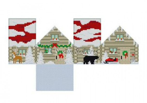 Mini House 5520 Susan Roberts Needlepoint CABIN IN WOODS 2.5" x 1.5" x 2.75" 18 Mesh