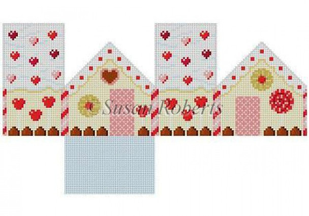 5514-18 Valentines House, mini house #18 Mesh With Stitch Guide Susan Roberts  Needlepoint
