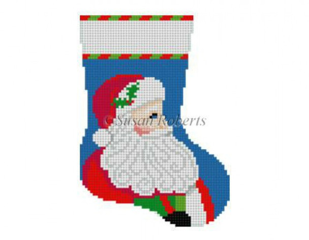 5429 Curly Beard Santa, mini stocking #13 Mesh 4 1/2" h Susan Roberts  Needlepoint