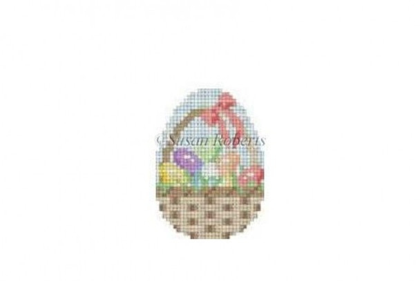 6401 Eggs in Basket, small egg, #18 Mesh 1¾” x 2½” Susan Roberts  Needlepoint