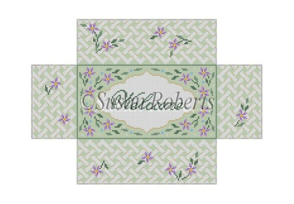 6309 Violet Trellis, "Welcome", brick cover 8.5" x 4.25" 13 Mesh Susan Roberts  Needlepoint