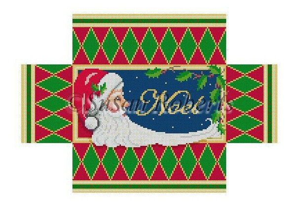 6306 Noel Santa, brick cover 8 1/2" x 4 1/2" x 2 3/4" #13 Mesh Susan Roberts  Needlepoint