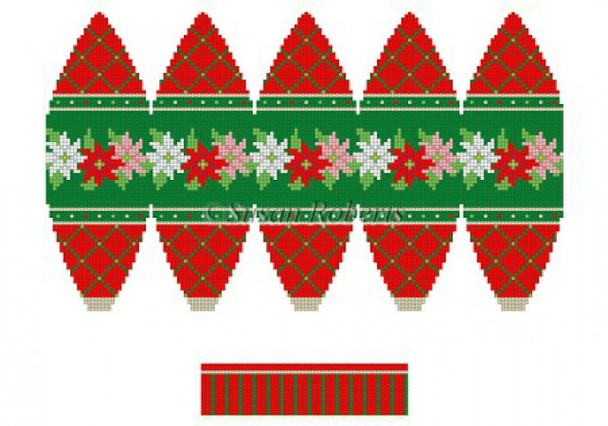 6296~ Poinsettia Trellis, 3D hot air balloon 6" High 18  Mesh Susan Roberts  Needlepoint