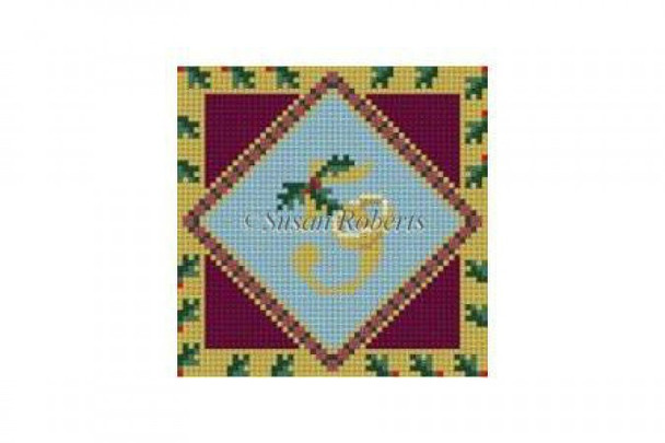 5705 5 Golden Rings, 3" ornament #18 Mesh Susan Roberts  Needlepoint