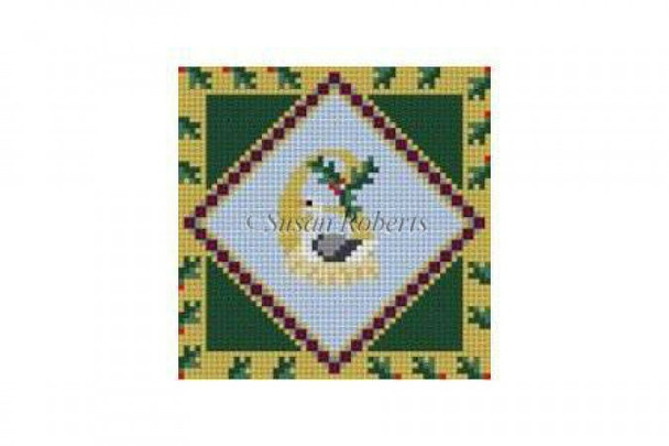 5706 6 Geese A Laying, 3" ornament #18 Mesh Susan Roberts  Needlepoint