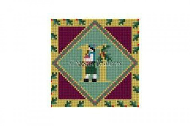 5711 11 Pipers Piping, 3" ornament #18 Mesh Susan Roberts  Needlepoint