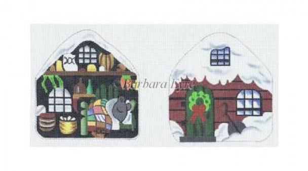 BE1062 Mouse House, ornament #18 Mesh 3” x 4½" h Susan Roberts Needlepoint