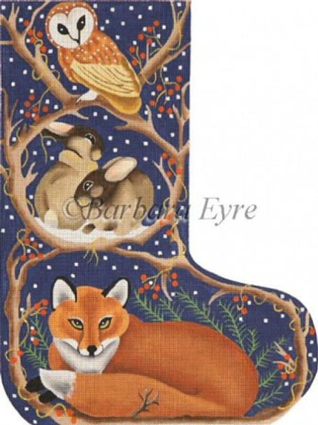 BE1555 Night Fox, stocking #13 Mesh Susan Roberts Needlepoint 18 3/4" h