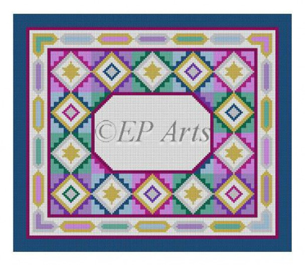 EP0165 Sara, silver, gold & pastel tile, tallis #13 Mesh Susan Roberts Needlepoint