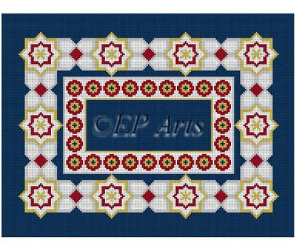 EP0149 Rue Nazareth Paris, navy, tallis #13 Mesh 14 1/2" x 11" Susan Roberts Needlepoint