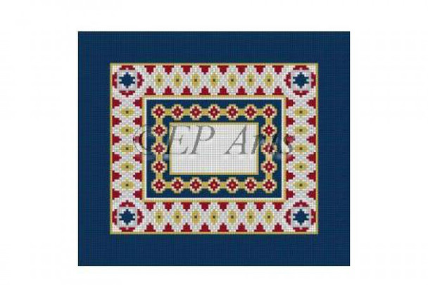 EP0254 Dresden, nvy, burgundy, wht & metallic, tefillin #13  Mesh Susan Roberts Needlepoint