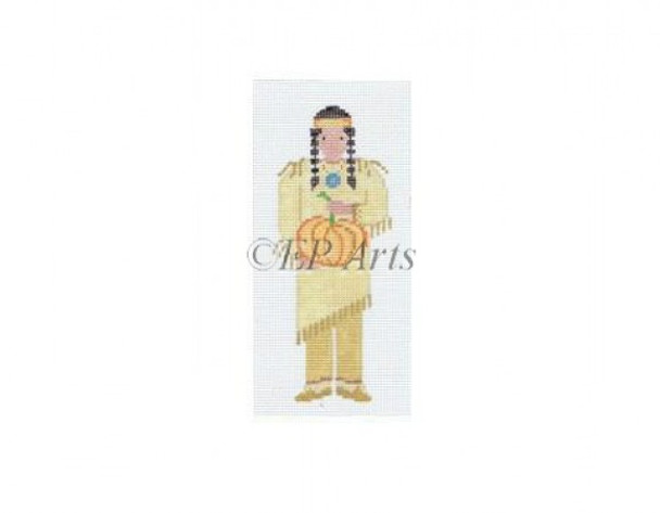 EP0798 American Indian, female 18 Mesh 6" High Susan Roberts Needlepoint