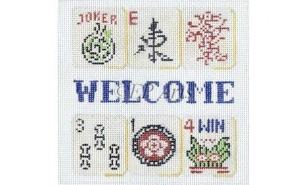 EP0824 Mahjong, "Welcome" Mesh Susan Roberts Needlepoint