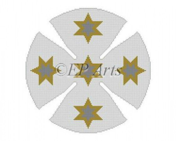 EP1157 Star Of David, gold & white, yamulke #18 Mesh Susan Roberts Needlepoint