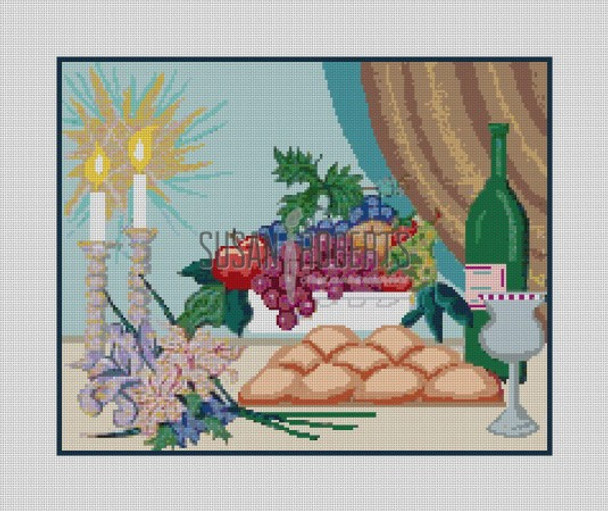 EP1807 Bread, Wine, Fruit & Flowers, torah #13 Mesh Susan Roberts Needlepoint