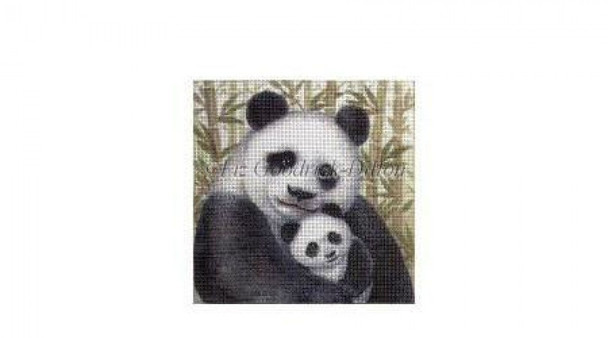 LGDasp404 Panda and Baby #18 Mesh 6" x 6"  Susan Roberts Needlepoint