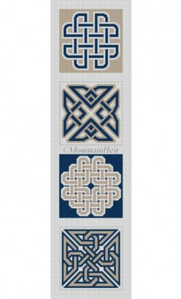 MH0505 Celtic Knots, coasters (1 strip, 4 pieces) #18 Mesh 4 designs each 4" x 4" Susan Roberts Needlepoint