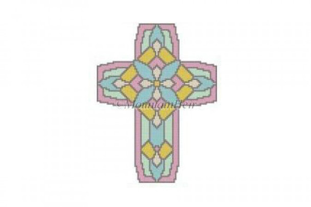 MH5290 Cross, Opalescence #18 Mesh 4½” x 6” Susan Roberts Needlepoint