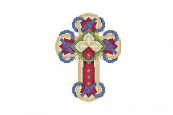 MH5284 Infinity Scroll, cross 6" High 18 Mesh Susan Roberts Needlepoint