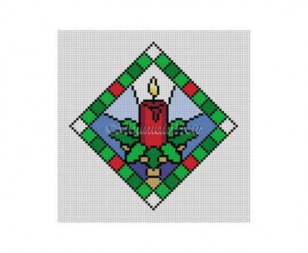 MH4209 Stained Glass, candle 4" Dimond 18 Mesh Susan Roberts Needlepoint