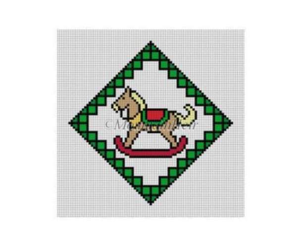 MH4207 Stained Glass, Rocking Horse 4" Dimond 18 Mesh Susan Roberts Needlepoint