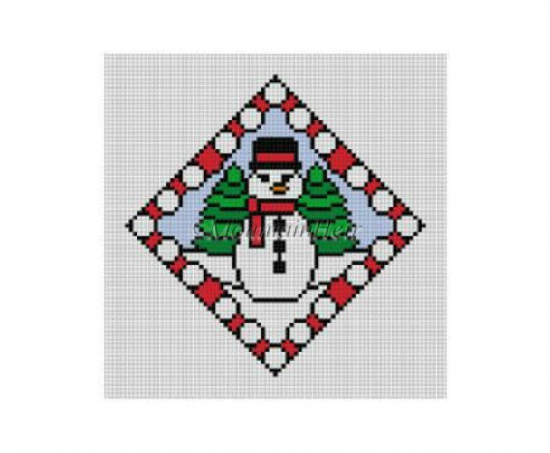 ORNAMENT MH4203 Susan Roberts Needlepoint Stained Glass, Snowman 4" Dimond 18 Mesh
