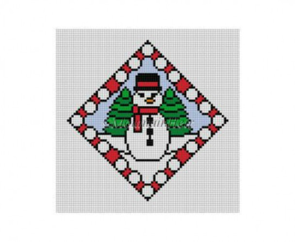 MH4203 Stained Glass, Snowman 4" Dimond 18 Mesh Susan Roberts Needlepoint