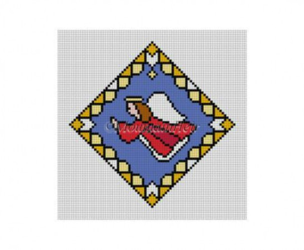 ORNAMENT MH4202 Susan Roberts Needlepoint Stained Glass, Angel 4" Dimond 18 Mesh