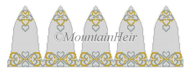 Christmas MH5523 3D Bell Susan Roberts Needlepoint Wedding Silver & Gold Hearts 4" x 4.75" 18 Mesh