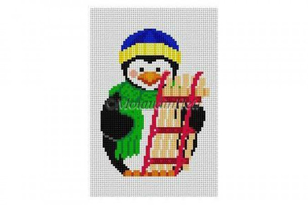 MH5421-18 Penguin w/Sled #18 Mesh 5 1/2" h  Susan Roberts Needlepoint