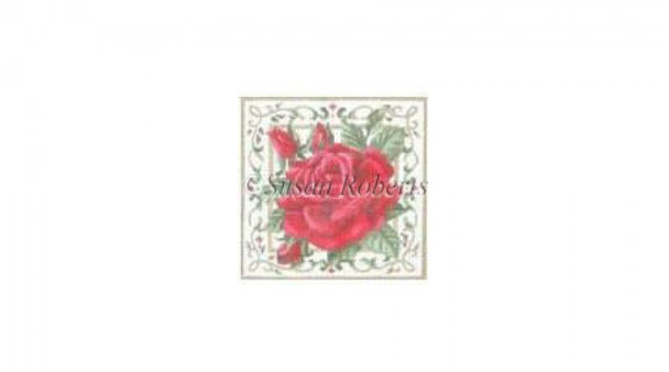 TTASP275 Red Roses #18 Mesh 4 1/4" x 4 1/2" Susan Roberts Needlepoint