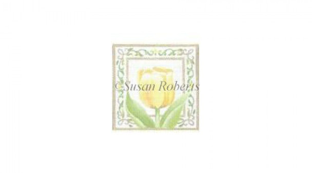 TTASP271 Yellow Tulip #18 Mesh 4¼” x 4½” Susan Roberts Needlepoint