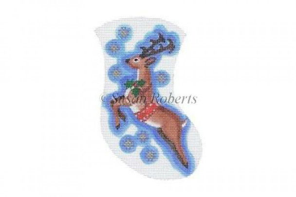 TTAXO152 Prancer, mini stocking #18 Mesh 4" x 5 1/2" Susan Roberts Needlepoint