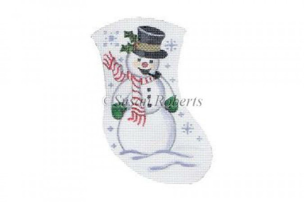 TTAXO149 Snowman, mini stocking #18 Mesh 4" x 5 1/2" Susan Roberts Needlepoint