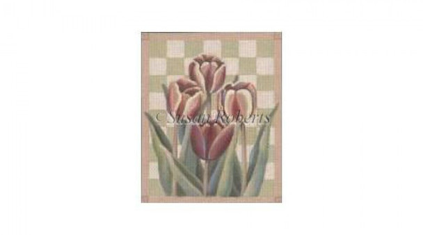 TTASP365 4 Tulips #18 Mesh 5 1/2" x 6 3/4" Susan Roberts Needlepoint