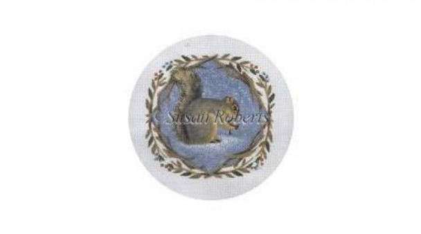 TTASP344 Squirrel #18 Mesh 6 1/2" round Susan Roberts Needlepoint