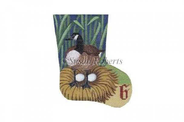 TTAXO207 Goose, Day 6, mini stocking #18 Mesh 4 1/2" x 5 1/2" Susan Roberts Needlepoint