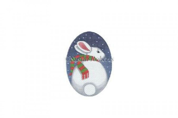 TTOR170-13 Rabbit And Snow, ornament #13 Mesh Susan Roberts Needlepoint 3 1/2" x 5"3 1/2" x 5"
