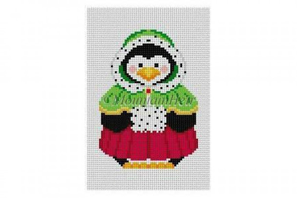 MH5423-18 Penguin, Caroler, Girl 18 Mesh 4" h Susan Roberts Needlepoint