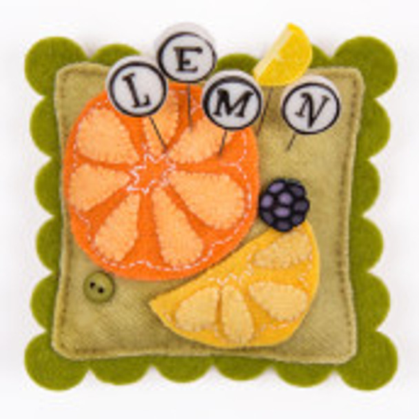 Citrus Splash Slider – Lemon Pincushion Kit Wool Kit Just Another Button Company